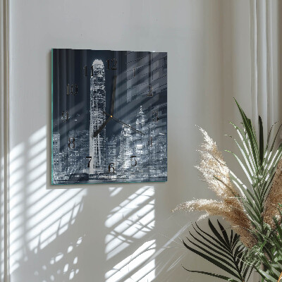 Vierkante glazen wandklok Horizon