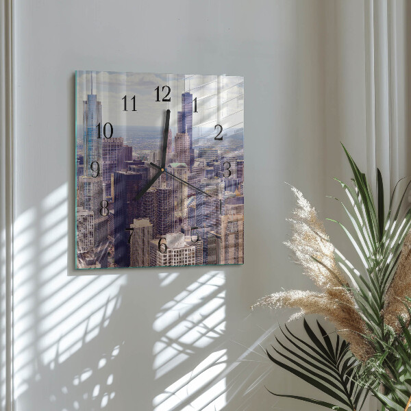 Vierkante glazen wandklok Horizon