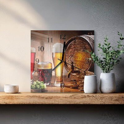 Vierkante glazen wandklok Biervat