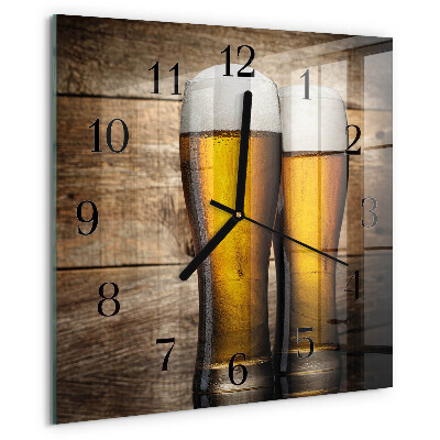 Vierkante glazen wandklok Bier