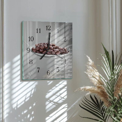 Vierkante glazen wandklok Een lepel koffie