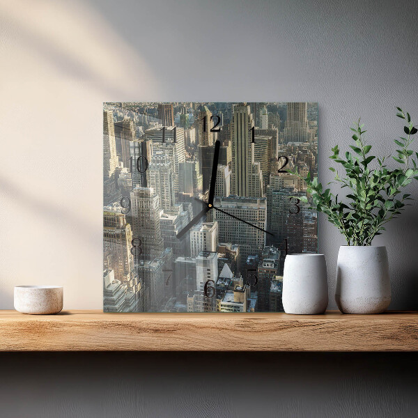 Vierkante glazen wandklok Horizon