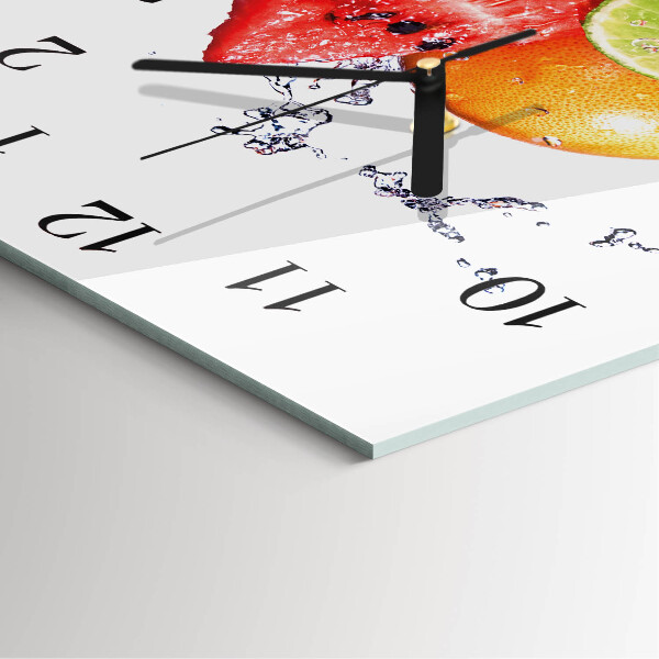 Vierkante glazen wandklok Fruit