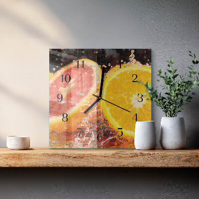 Vierkante glazen wandklok Fruit