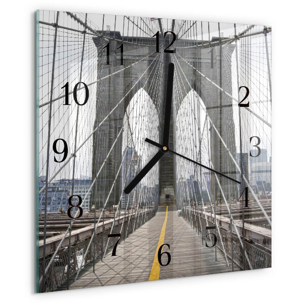 Vierkante glazen wandklok Brooklynbrug