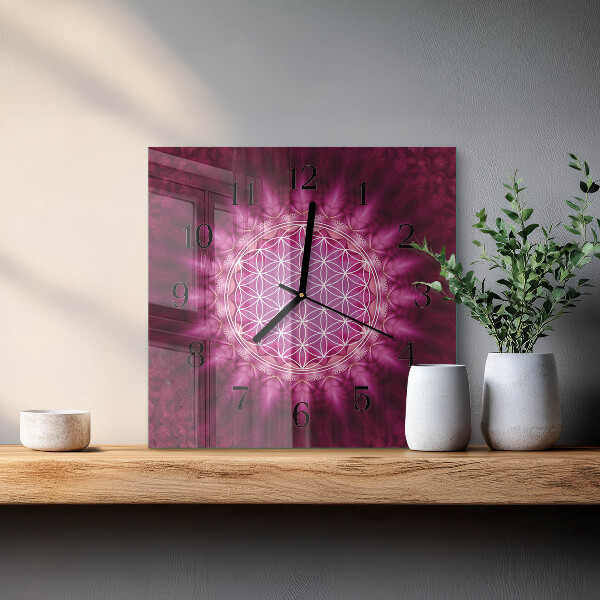 Vierkante glazen wandklok Abstractie