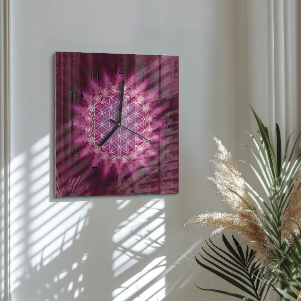 Vierkante glazen wandklok Abstractie