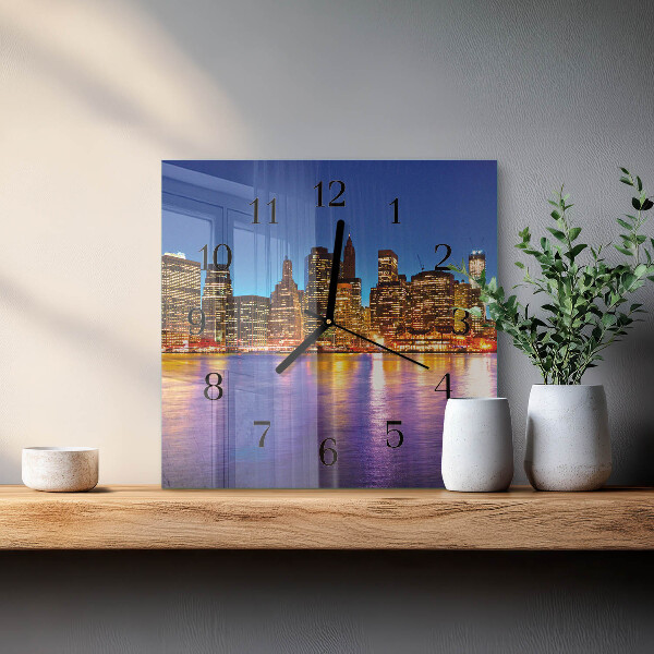 Vierkante glazen wandklok Horizon