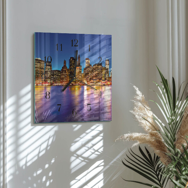 Vierkante glazen wandklok Horizon