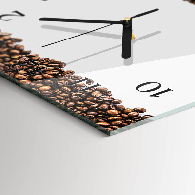Vierkante glazen wandklok Koffiebonen