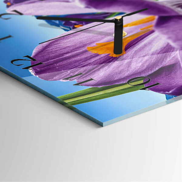 Vierkante glazen wandklok Lente
