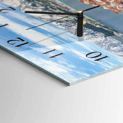 Vierkante glazen wandklok Baai