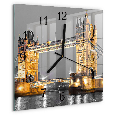 Vierkante glazen wandklok Tower Bridge