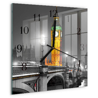 Vierkante glazen wandklok Big Ben