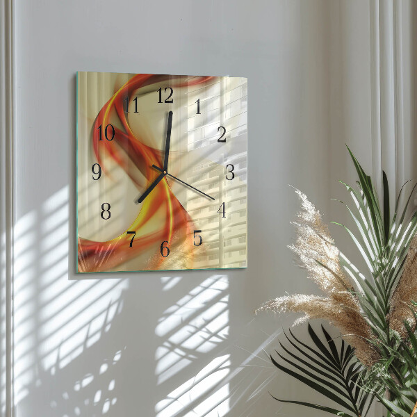 Vierkante glazen wandklok Abstractie