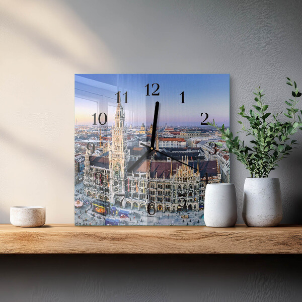Vierkante glazen wandklok Horizon