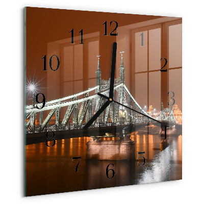 Vierkante glazen wandklok Brug
