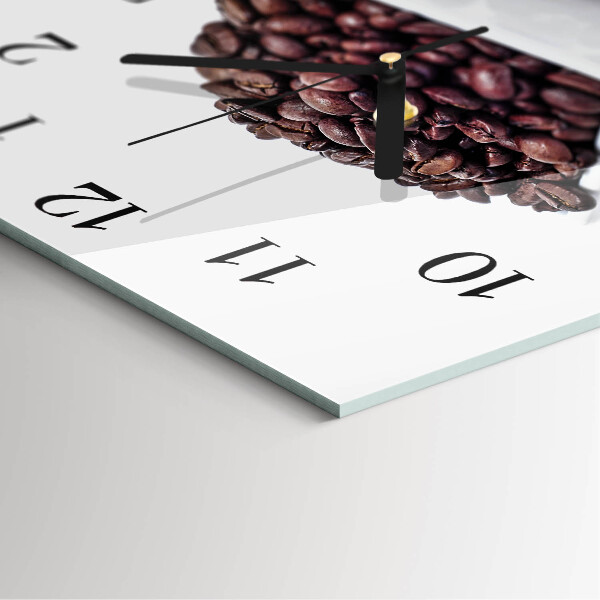 Vierkante glazen wandklok Koffiebonen