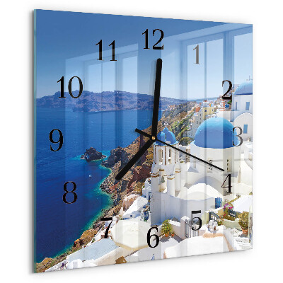 Vierkante glazen wandklok Santorini