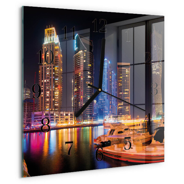 Vierkante glazen wandklok Horizon