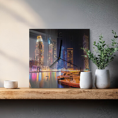 Vierkante glazen wandklok Horizon