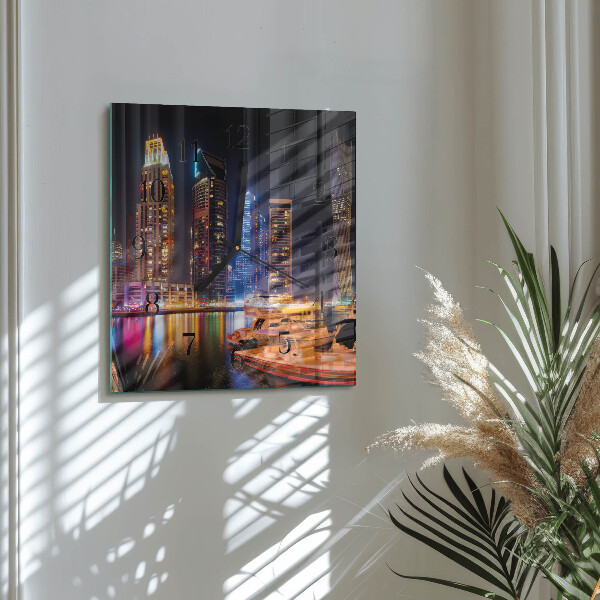 Vierkante glazen wandklok Horizon