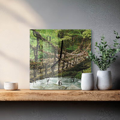 Vierkante glazen wandklok Touwbrug