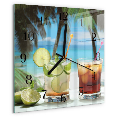 Vierkante glazen wandklok Cocktail
