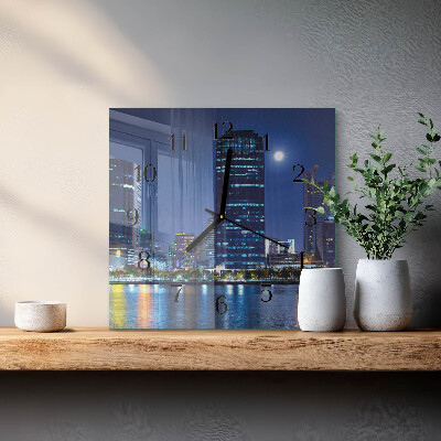 Vierkante glazen wandklok Avondje uit