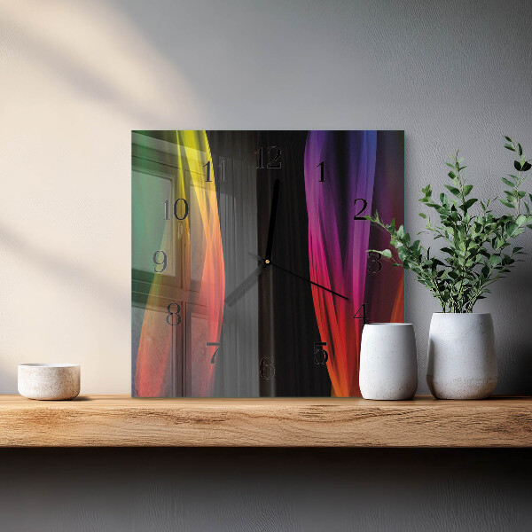 Vierkante glazen wandklok Abstractie