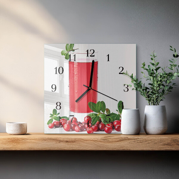 Vierkante glazen wandklok Cranberries