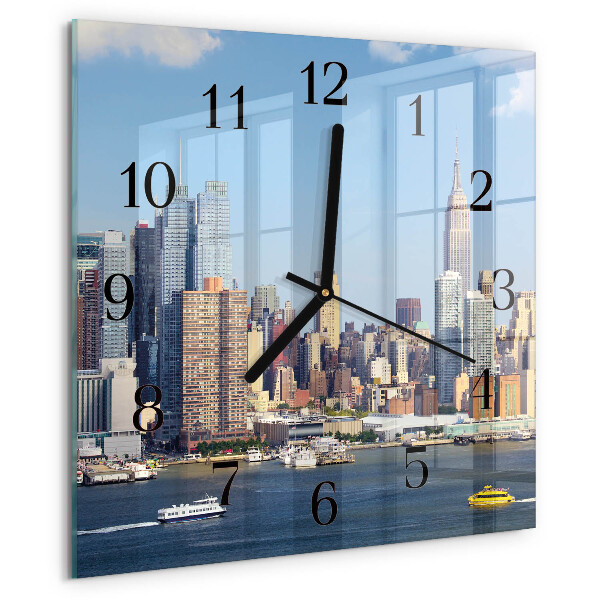 Vierkante glazen wandklok Horizon