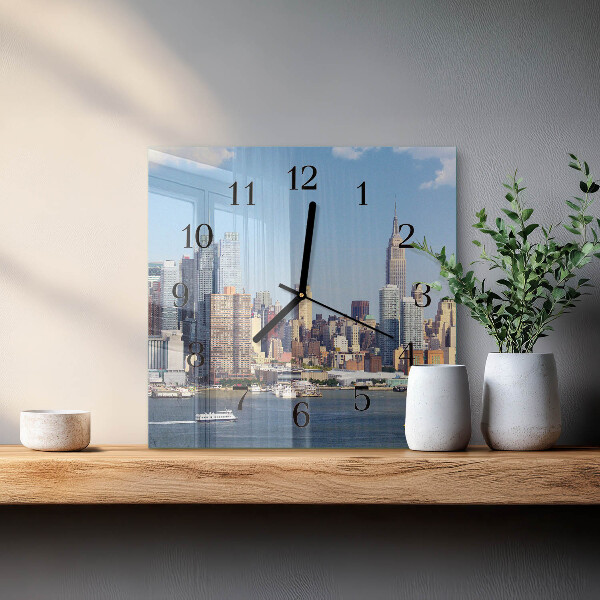 Vierkante glazen wandklok Horizon
