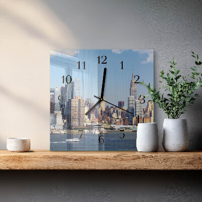 Vierkante glazen wandklok Horizon