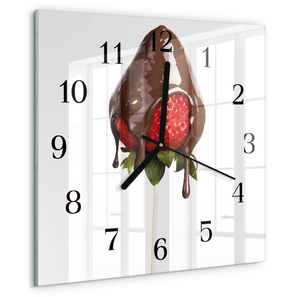 Vierkante glazen wandklok Chocolade