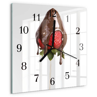 Vierkante glazen wandklok Chocolade