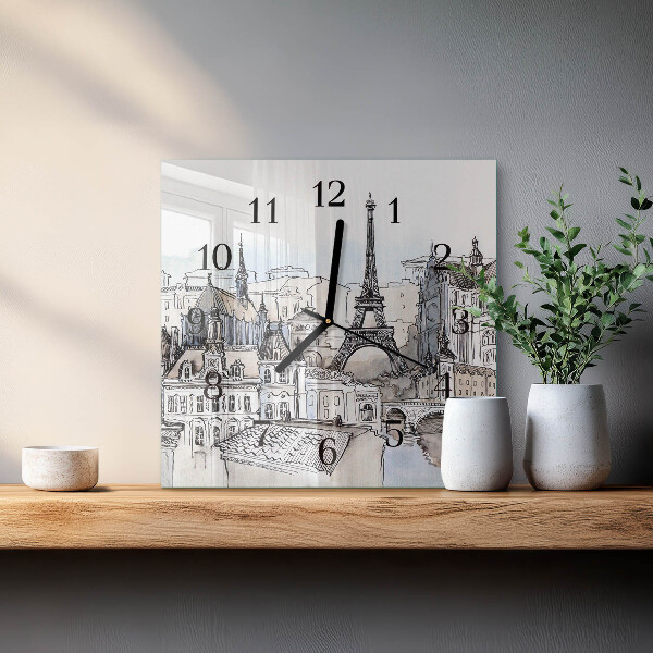 Vierkante glazen wandklok Monumenten