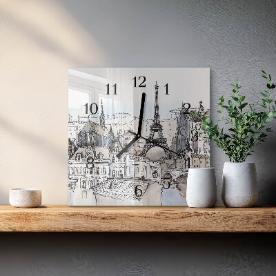 Vierkante glazen wandklok Monumenten
