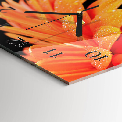 Vierkante glazen wandklok Gerbera