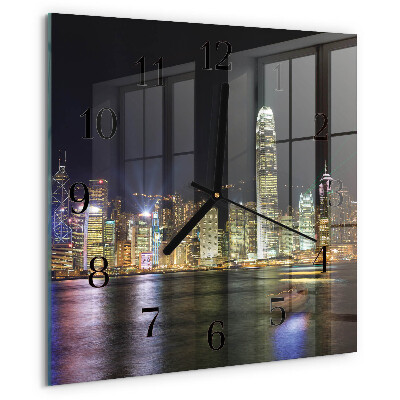 Vierkante glazen wandklok Horizon