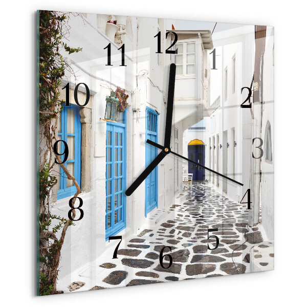 Vierkante glazen wandklok Santorini