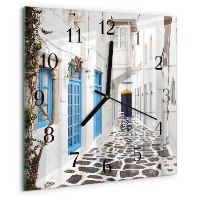 Vierkante glazen wandklok Santorini