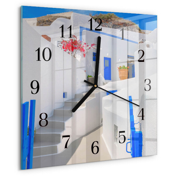 Vierkante glazen wandklok Santorini