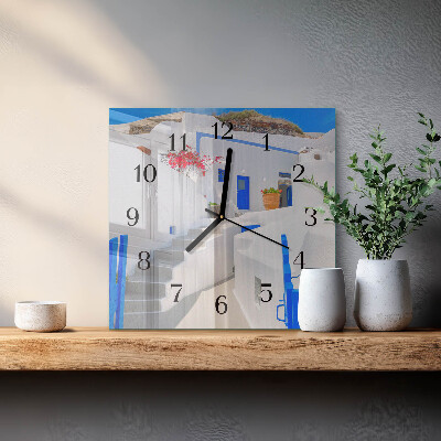 Vierkante glazen wandklok Santorini