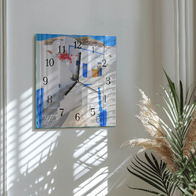 Vierkante glazen wandklok Santorini
