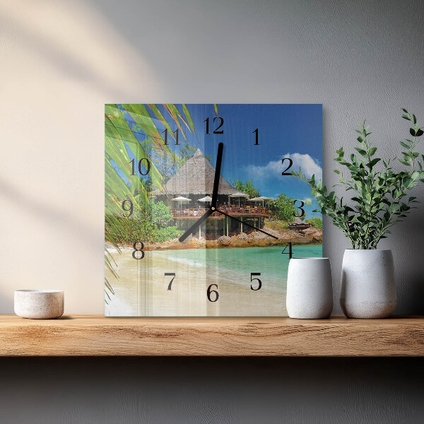 Vierkante glazen wandklok Eiland