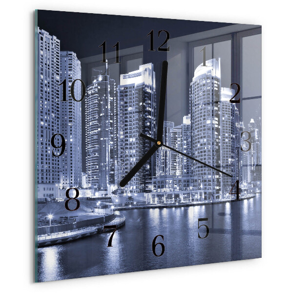 Vierkante glazen wandklok Horizon