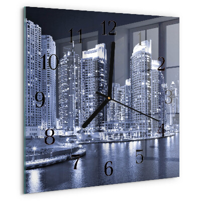 Vierkante glazen wandklok Horizon