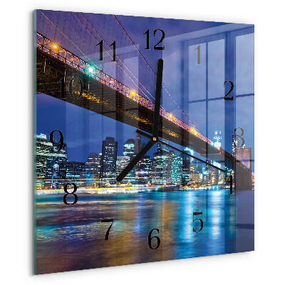 Vierkante glazen wandklok Brug