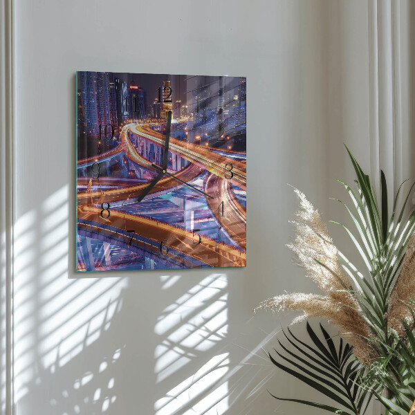 Vierkante glazen wandklok Overdracht
